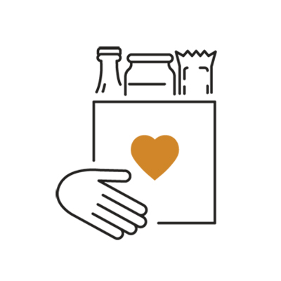 icon of hand holding bag of groceries
