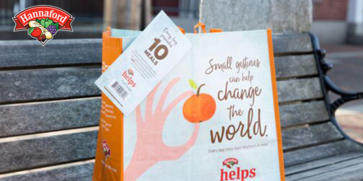 Hannaford Reusable Bag Sitting on Bench